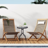 Outsunny 24" Patio Table Round Tempered Glass Top Outdoor Dining Steel Frame Backyard