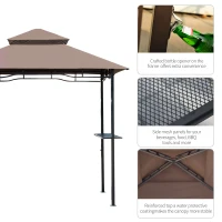 Outsunny 8' x 5' BBQ Grill Gazebo Tent with Double Tiered Canopy for Outdoor Sun Shade, Coffee(m-5)