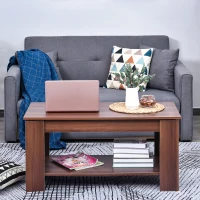 HOMCOM Modern Lift Top Coffee Table, Convertible Center Table with Hidden Storage Compartment and Storage Shelf for Living Room(m-7)