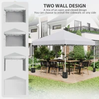 Outsunny 10' x 10' Pop Up Canopy with Sidewalls, Roller Bag, Height Adjustable Instant Tent for Outdoor, Garden, Patio, White(m-4)