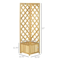 Outsunny Wooden Raised Garden Bed, Planter with Trellis for Vine Climbing and Vegetables, Herbs and Flowers Growing, Natural(m-3)