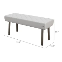 HOMCOM End of Bed Ottoman Bench, 39.4" Faux Leather Upholstered Entryway Bench with Metal Legs and Padded Seat, Gray(m-3)