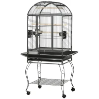 PawHut 66" Bird Cage Parrot Cage for Conures, Cockatiels, Parrotlet with Play Top, Rolling Stand, Pull Out Tray, Storage Shelf(m-11)