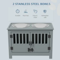 PawHut Dog Food Storage Cabinet with Bowls & Dog Feeding Station, Gray(m-4)