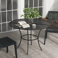 Outsunny 42" Round Outdoor Dining Table for 4 Persons, Metal Patio Dining Table with Umbrella Hole for Backyard, Lawn, Balcony