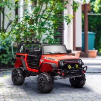 Qaba 12V Battery Powered Ride on Car, Ride on Truck w/ Remote, 4 Suspension Wheels, Music Horn Lights, Red(m-10)