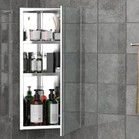 kleankin 12 Inch x 24 Inch Triangle Corner Mirror Medicine Cabinet Wall Mounted with Door 3 shelves, Multipurpose Storage Organizer for Bathroom(m-9)