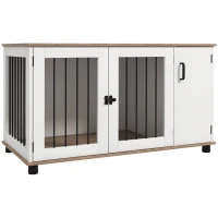 PawHut Dog Crate Furniture Side End Table Indoor w/ Storage, Double Doors(m-11)