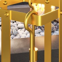 Outsunny 5 Piece Metal Fireplace Tools Set with Brush Broom, Poker, Shovel, Tongs, and Stand for Indoor or Outdoor, Gold(m-8)