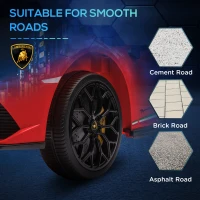 Qaba 12V Lamborghini Huracan Licensed Kids Electric Car with Remote Control, Spring Suspension, Transport Wheels, Red(m-9)