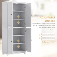 HOMCOM 72.5" Kitchen Cabinet, Pantry Storage Cabinet with 4 Doors, Adjustable Shelves for Dining Room, Distressed White(m-7)