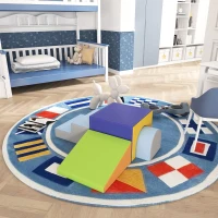 Qaba 4 Piece Foam Play Set, Soft & Safe Kids Toddlers Children Climbing Set for Crawling or Sliding, Contemporary(m-10)