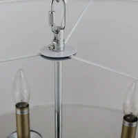 HOMCOM 6-Light Modern Chandelier Candle Pendant Light, Drum Fabric Lampshade for Dining Room, Bedroom, Kitchen, Living Room with Hanging Light Fixture, White(m-8)