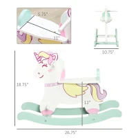 Qaba Wooden Rocking Horse Toddler Rocker Ride On Unicorn for 1-3 Years Old Baby Toy Girl and Boy Gift(m-3)