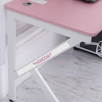 HOMCOM 47 inch Gaming Desk, Racing Style Computer Table, Home Office Workstation with Rotatable Cup Holder, Headphone Hook, Gamepad Stand, Wire Port, Pink(m-9)