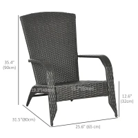 Outsunny Patio Wicker Adirondack Chair, Outdoor Rattan Muskoka Chair with Cushions for Patio, Garden, Backyard, Red(m-3)