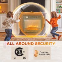 HOMCOM 26" Freestanding Electric Fireplace with Mantel, 1400W Replaceable Fireplace Insert Heater with 3D Flame Effect, Brown(m-7)