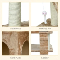 PawHut 71-Inch Cat Tree Furniture Pet Tower House with Scratch Post and Condo, Beige(m-5)