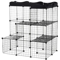 PawHut 34 Panels Pet Playpen, Small Animal Playpen with Doors, Ferret Cage, Portable Metal Wire Yard for Kittens, 41" x 27.5" x 46"(m-1)
