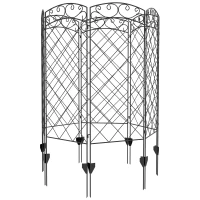 Outsunny 7 Pack Garden Fencing for Yard, Decorative Fence Panels as Animal Barrier and Flower Edging, Black(m-2)