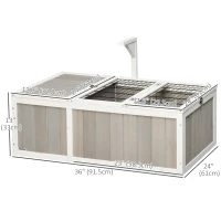 PawHut Wooden Tortoise Habitat with Openable Top, Run Cage, Two Rooms, Grey(m-3)