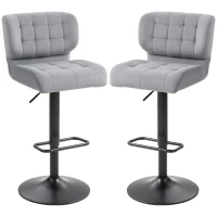 HOMCOM Swivel Velvet-feel Fabric Barstools Set of 2 Adjustable Bar Stools with Footrest for Counter Dining Room Grey(m-2)