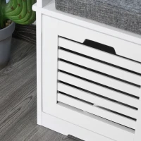 HOMCOM Upholstered Shoe Cabinet Storage Bench with Padded Cushion, with 3 drawer Enough Storage Space Bench Stool for Living Room Entryway Furniture, White(m-10)