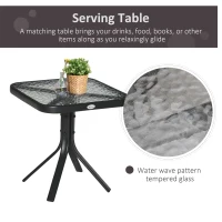 Outsunny 3 Piece Patio Glider Set Outdoor Gliders with Breathable Mesh Seat, Glass Top Table for Garden, Yard, Black(m-6)