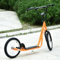 Aosom Youth Scooter Kick Scooter for Kids 5+ with Adjustable Handlebar Front and Rear Dual Brakes, Orange(m-5)