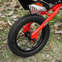 Qaba 12" Kids Balance Bike, No Pedal Training Bicycle, Motorbike Look, Steel Frame, with Air Filled Tires, Handlebar, PU Seat, for 3-6 Years Old, Red(m-7)