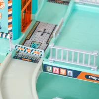 Qaba 6-Level Car Parking Garage Toy Race Tracks Car Ramp Set Toddler Car Games w/ Cars Maunal & Electric Elevators Wash, Gas, Ejector & Car Repair Station for 3-6 Years Old(m-10)