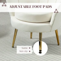 HOMCOM Modern Accent Chair, Velvet-Touch Fabric Leisure Club Chair with Gold Metal Legs for Bedroom, Cream White(m-7)