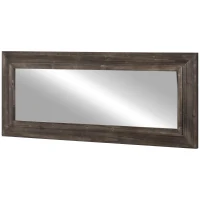 HOMCOM 59" x 23.5" Full Length Mirror, Farmhouse Wall Mount and Leaner Floor Mirror, Vertical and Horizontal for Bedroom, Dark Brown(m-11)