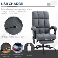 Vinsetto Massage Office Chair with 4 Vibration Points, Reclining Computer Chair with USB Port and Footrest - Dark Gray(m-5)