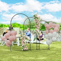 Outsunny Metal Arch Backdrop Stand Set of 3, 7/6.5/6 ft Wedding Arch Frame, Balloon Backdrop Arch Stand Set for Birthday Party, Bridal Shower, Graduation, Ceremony, Banquet Decorations, Black(m-2)