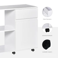HOMCOM Printer Stand, Storage Cabinet with Drawer, Open Storage Shelves, for Home or Office Use, White(m-5)