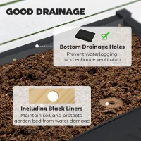 Outsunny Wooden Raised Garden Bed, Elevated Planter Box with Storage Shelf, Drainage Holes and Liner, 34" x 18" x 30", Black(m-5)