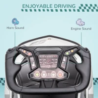 Aosom Ride on Push Car, Ride Racer, Foot-to-Floor Walking Sliding Car for Toddler with Under Seat Storage, Horn and Engine Sound, Steering Wheel, Aged 18-36 Months, White(m-5)
