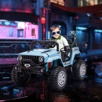 Aosom 12V Kids Ride on Car with Remote Control, Battery-Operated Ride on Toy with Spring Suspension, Led Lights, Music, Horn, 3 Speeds, USB, MP3, Blue(m-10)