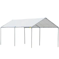 Outsunny 9.6' x 19.5' Carport Heavy Duty Galvanized Car Canopy w/ Included Anchor Kit, 3 Reinforced Steel Cables, White(m-1)
