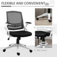 Vinsetto Mid Back Office Chair, Linen-feel Mesh Computer Desk Chair with Lumbar Back Support, Flip-up Arm, Adjustable Height, Black(m-9)