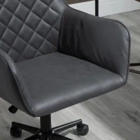 Vinsetto Mid Back Modern Home Office Chair Swivel Computer Desk Chair with Adjustable Height, Microfiber Cloth, Diamond Line Design, and Padded Armrests, Dark Gray(m-7)