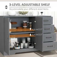 HOMCOM Modern Kitchen Storage Cabinet, Sideboard Buffet Cabinet with Drawers and Beadboard Door, Grey(m-5)