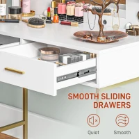 HOMCOM Makeup Vanity Table Set with Lighted Mirror, Stool, Drawers, Shelves, 2 Lighting Modes, Dressing Table, White(m-7)