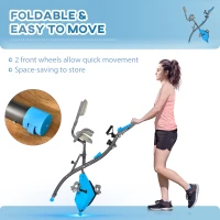 Soozier Folding Exercise Bike, 3-in-1 Recumbent Exercise Bike, Upright Workout Bike & Arm Resistance Bands, Adjustable Seat, 8-Level Magnetic Resistance, Blue(m-7)