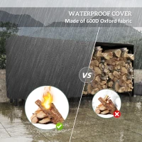 Outsunny 8ft Outdoor Firewood Rack with Cover and Carrier, Adjustable Wood Storage Holder, Indoor Outdoor Log Rack, Black(m-4)