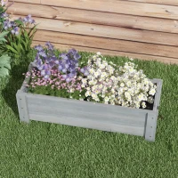 Outsunny 3.3 x 1.2 x 1.2 ft Garden Raised Bed Planter Grow Containers for Outdoor Patio Plant Flower Vegetable Pot, Grey(m-7)