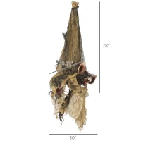 Outsunny 28" Life Size Outdoor Halloween Decorations Hanging Bat Opening Month, Animated Prop with Sound and Motion Activated Light Up Eyes, Sound and Laughter(m-3)