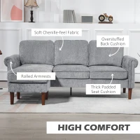 HOMCOM L Shape Sofa, Modern Sectional Couch with Changeable Chaise Lounge, Wooden Legs, Corner Sofa for Living Room, Grey(m-4)