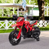 Qaba 6V Kids Motorcycle with Training Wheels, Horn & Start Sound, for 3-8 Years, Red(m-10)